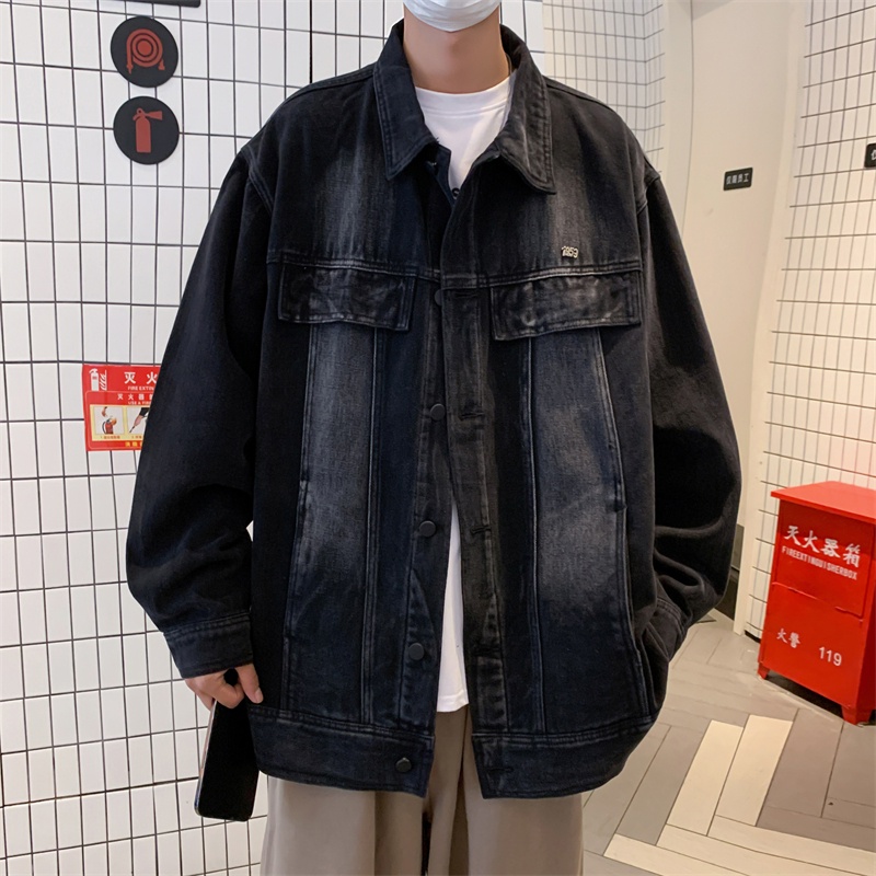 Áo khoác bò nam from rộng, áo jean nam kiểu Basic 3 màu đen xanh nâu trẻ trung phong cách Unisex mặc đi chơi đi học