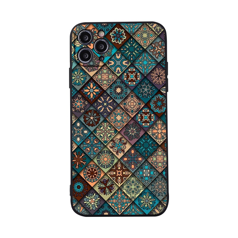 Ốp lưng iPhone họa tiết ô vuông hoa cổ điển bảo vệ camera cho ip 6/6s/7/8/X/XS/11/12/13/14 Pro Plus Max e3227