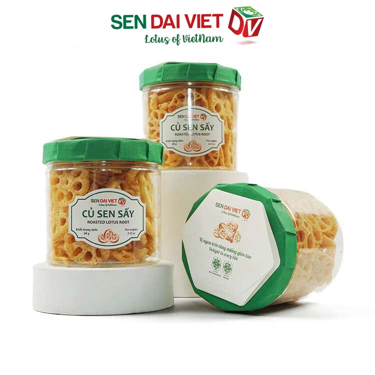 Củ Sen Sấy Nguyên Vị- Không Đường, Ăn Vặt Không Lo Tăng Ký, ĐV- Sen Đại Việt- Hủ 60g