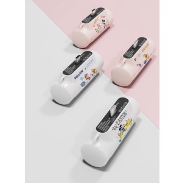Sạc Dự Phòng DISNEY, Sạc Nhanh Điện Thoại Iphone/ Type C mini cầm tay 5000mAh chính hãng nội địa