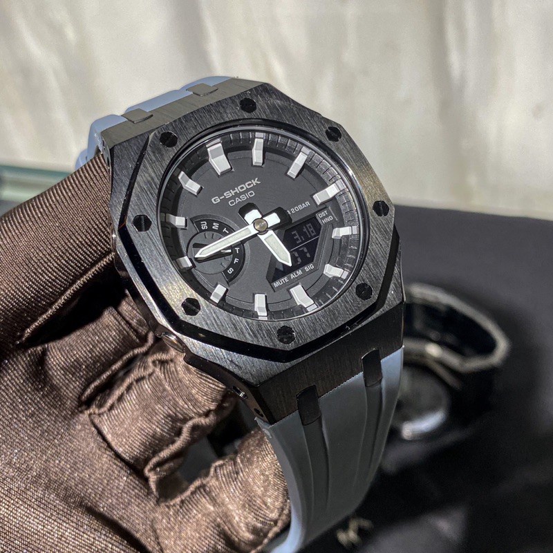 Đồng Hồ G-Shock 2100 Custom Mặt Thép Cao Cấp - Đồng Hồ Thể Thao Chống Nước Chống Va Đập Chạy Full Kim , Auto light