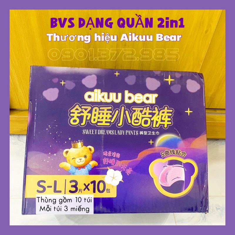 1 Thùng Băng Vệ Sinh Dạng Quần Aikuu Bear Gồm 30 Miếng