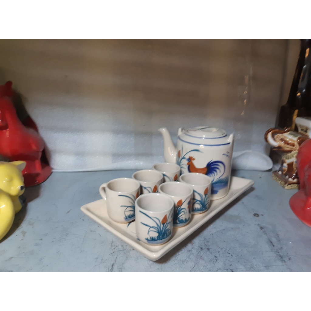 Bộ ấm trà con gà hình chữ nhật