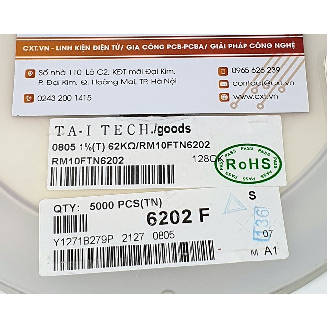 Điện trở 0805 (1%) thông số 100R đến 910R (dây 50 chiếc)