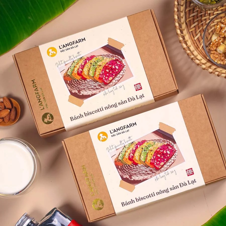 Bánh biscotti nông sản Đà Lạt L'angfarm, 280g, hộp, mẫu ichiba