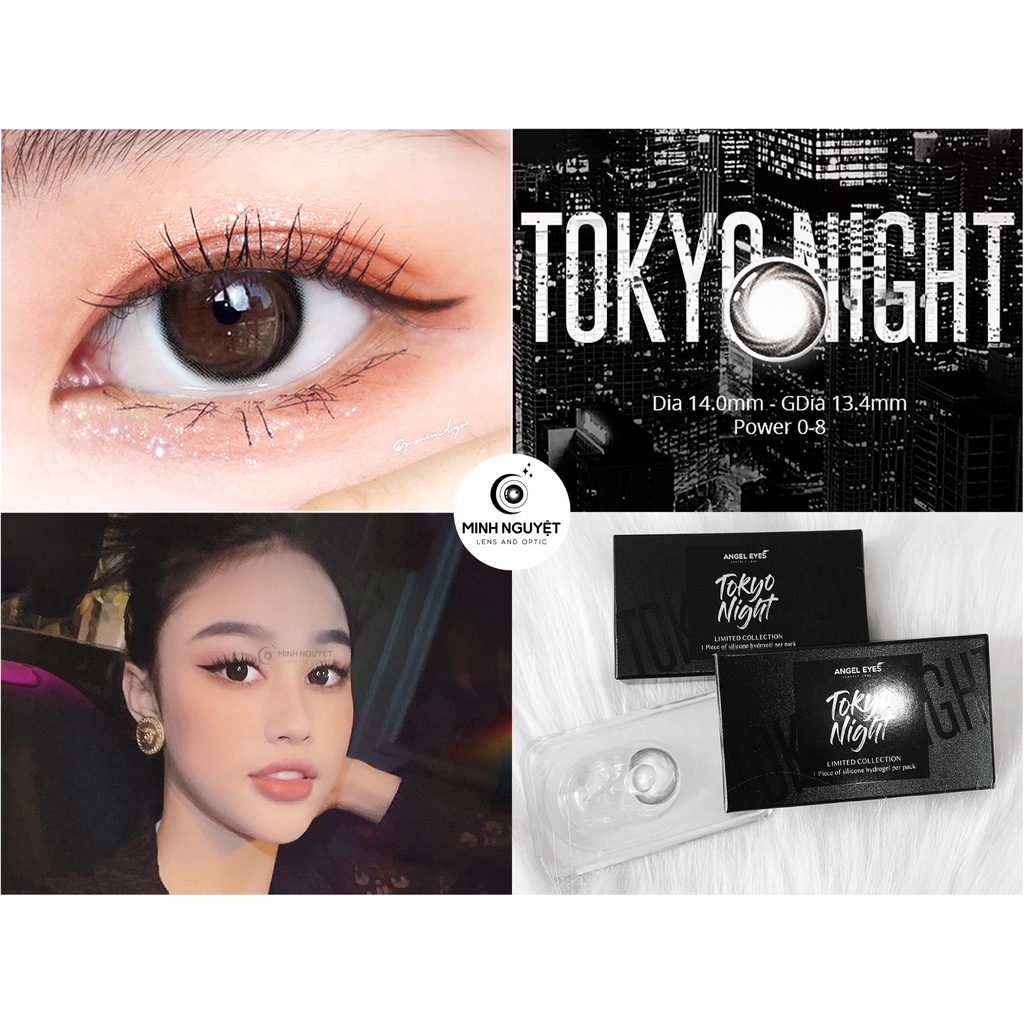 Lens đen Tokyo Night đen (Cận 0-6) - Kính áp tròng Giãn vừa (GDia 14.2) - Silicone đeo 24h/D - HSD 6M