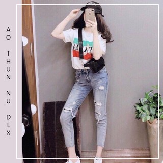 Áo Thun Nữ Tay Ngắn In Chữ ITALIA DLX Form Basic Chất Thun 35% Cotton