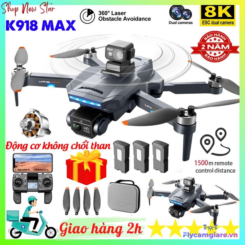 Flycam K918 Pro Max - Flycam Mini Máy bay điều khiển từ cảm biếm chống va chạm 360 Flycam 4k