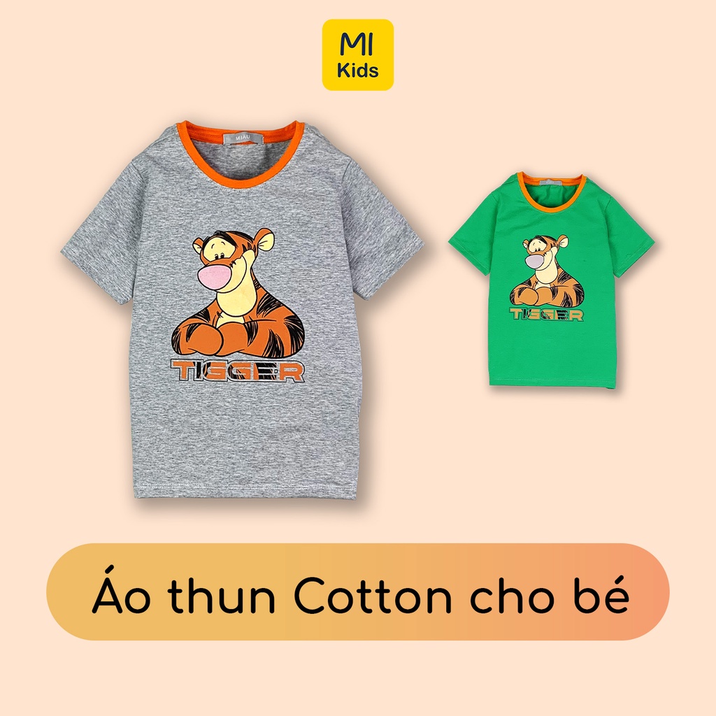 Áo phông bé trai hình nhân vật Hổ Tigger Disney cực ngầu, chất thun Cotton co giãn thoáng mát full size cho bé đến 55Kg