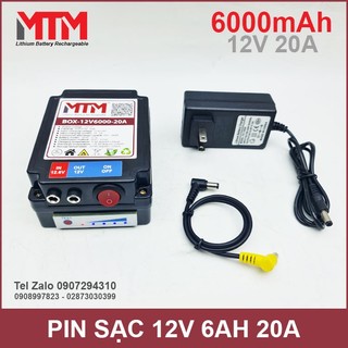 Box pin sạc lithium 12v 6000mah 20a mtm kèm sạc