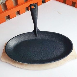 Chảo Gang Hình Oval Chống Dính Làm Bò Né - Bít Tết  Đa Năng (Loại nhỏ)