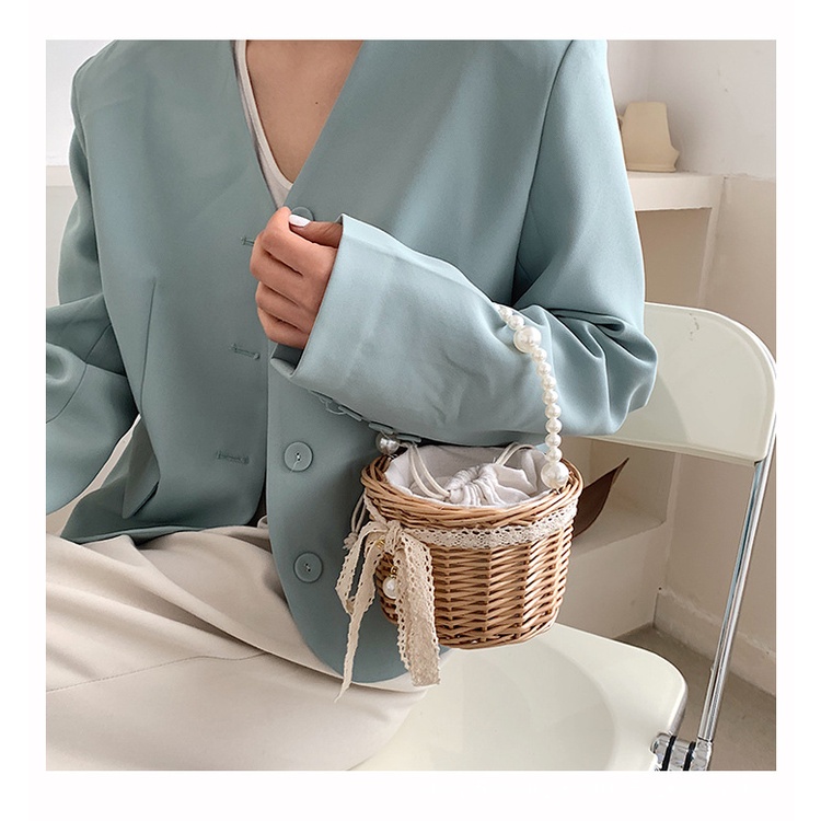 Túi Cói Mây Đan Vintage Đi Du Lịch, Đi Biển Tiện Lợi, Chụp Hình, Trang Trí Nhà Cửa Có Lót Vải Nhiều Mẫu Lựa Chọn