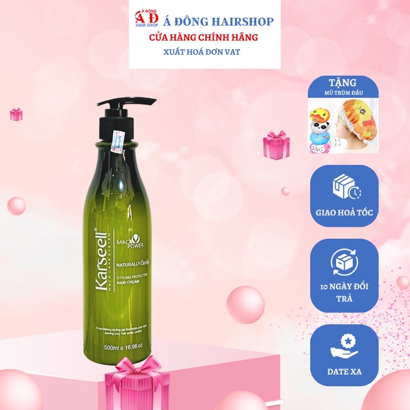 [Tặng mũ trùm] Gel bóp tóc uốn xoăn Karseell Naturally Curly (gel mềm) 500ml