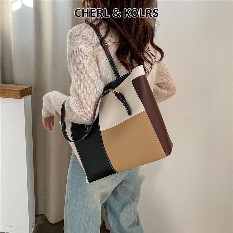 Túi Đeo Vai CK Chất Liệu Da PU Màu Tương Phản Dễ Phối Đồ Thời Trang Công Sở