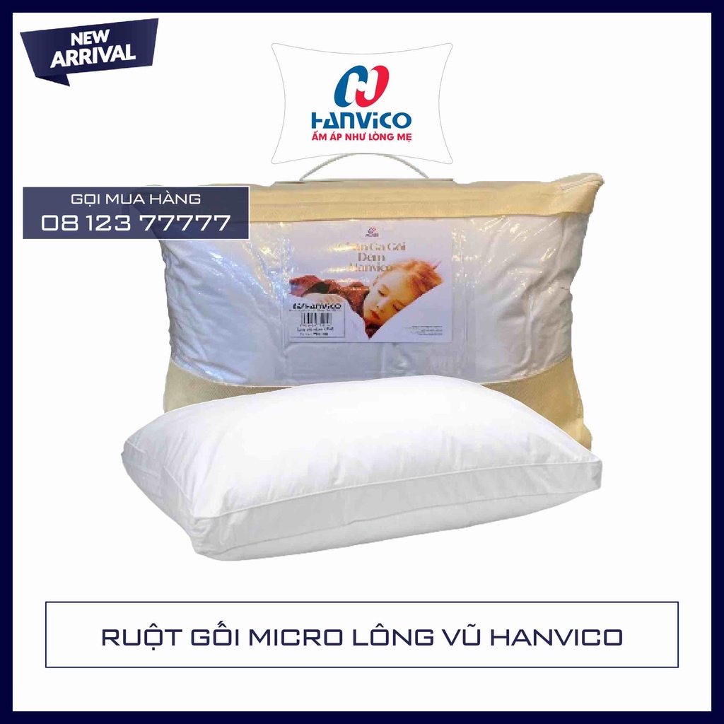 Ruột gối lông vũ khách sạn Microfiber cao cấp kháng khuẩn HANVICO - Nhiều kích thước