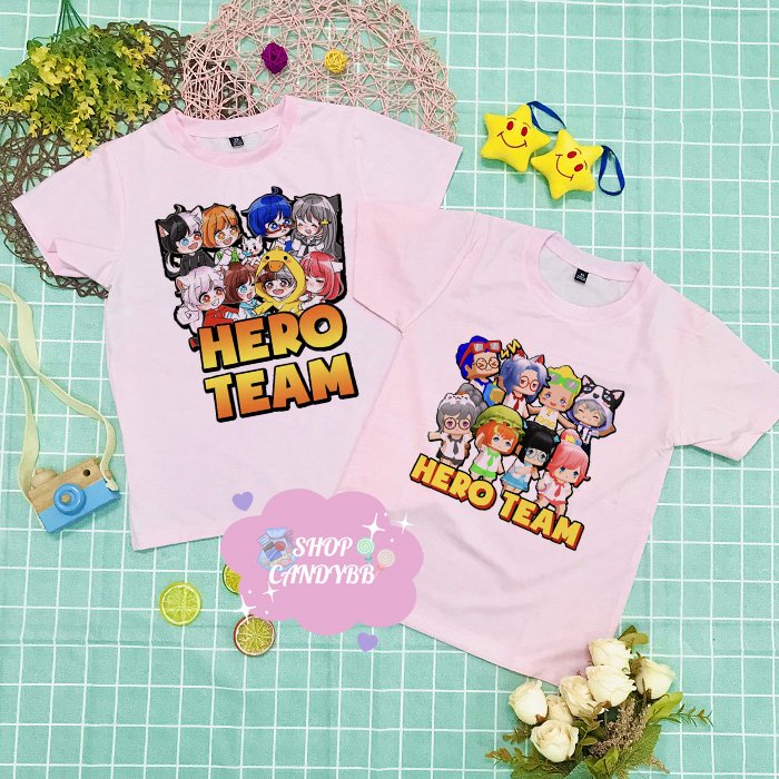Áo thun bé gái Hero team màu hồng