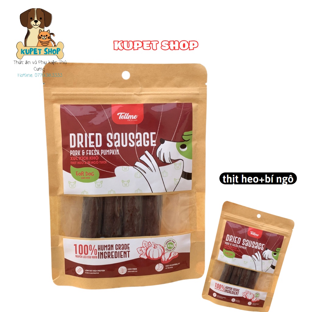 Thanh gặm xúc xích khô thịt heo+bí ngô cho chó Tellme-Kupet Shop