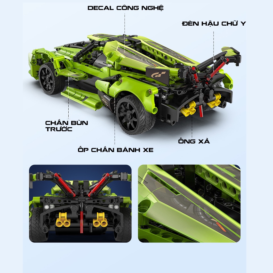 Đồ Chơi Lắp Ráp Lego Mô Hình Điều Khiển Từ Xa RC Technic Siêu Xe Lamborghini V12 Blade Model C51306 Với 400+ Mảnh Ghép
