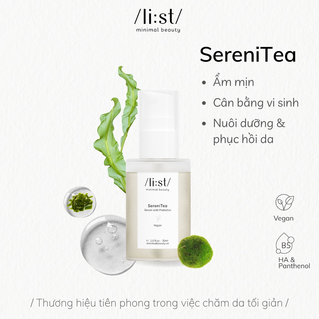 Serum cân bằng da SereniTea LI:ST 30ml - Cấp ẩm, phục hồi, cân bằng hệ vi sinh