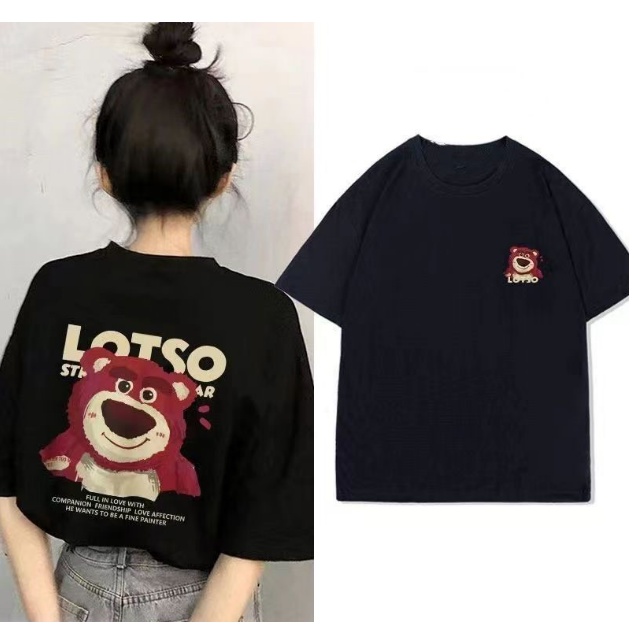 Áo gấu dâu chất cotton su form rộng