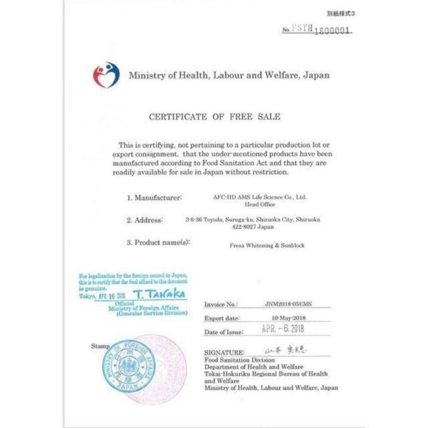 Viên uống trắng da và chống nắng nội sinh FRESA  WHITENING & SUNBLOCK  hộp 90 viên Nhật bản mẫu mới 2023