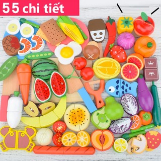 Bộ đồ chơi nấu ăn set cắt thức ăn, hoa quả gỗ toystore FUDAER