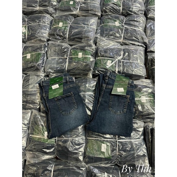 Quần jeans ống đứng viền túi nâu gấu bản to chất dãn dáng basic dễ mặc