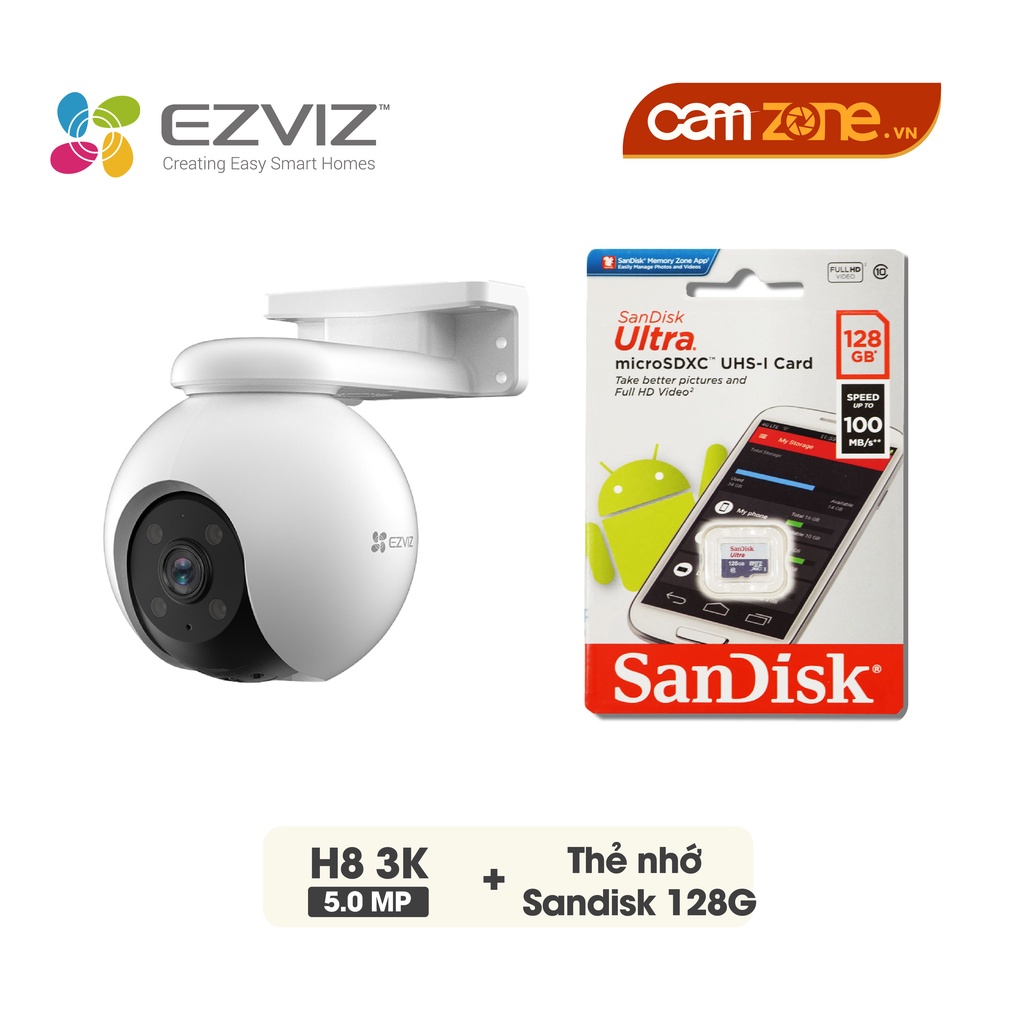 Camera Wifi Ngoài Trời EZVIZ H8 Pro 3K 5MP - Tầm Nhìn Rộng 360 Độ, Đàm thoại 2 Chiều,Màu Ban Đêm, Đèn Còi Báo Động | BigBuy360 - bigbuy360.vn
