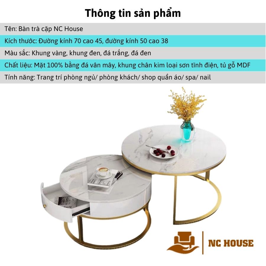 Đơn tỉnh ib shop - Bàn trà tròn Sofa phòng khách mặt đá hiện đại. Bàn đôi NC House thông minh có ngăn chứa đồ cao cấp | BigBuy360 - bigbuy360.vn