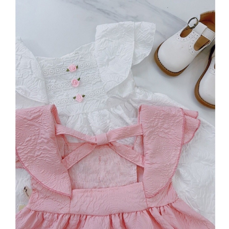 Váy sốp nhăn bồng cánh tiên bé gái 8-25kg