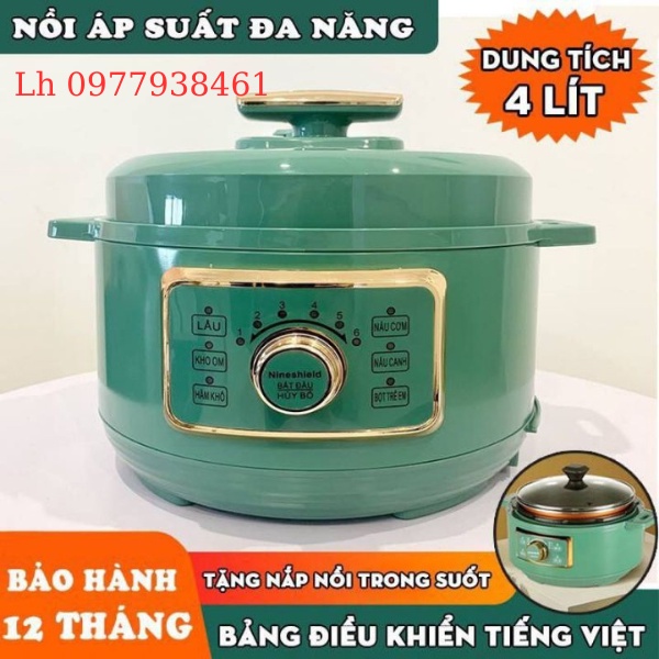 Nồi hầm đa năng thông minh Nineshield 4L, Nồi áp suất điện Venko nấu cơm hầm cháo cao cấp chính hãng