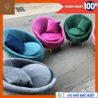 Ghế sofa đơn thư giãn, ghế đọc sách, sofa nail vải nhung chính hãng - bảo hành 12 tháng