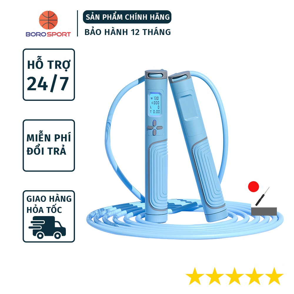 Dây Nhảy Thể Dục,Tập Gym Điện Tử Đếm Số Vòng, Calo ,Đếm Ngược Thông Minh Đồng Hồ Led Chính Xác - BORO SPORT