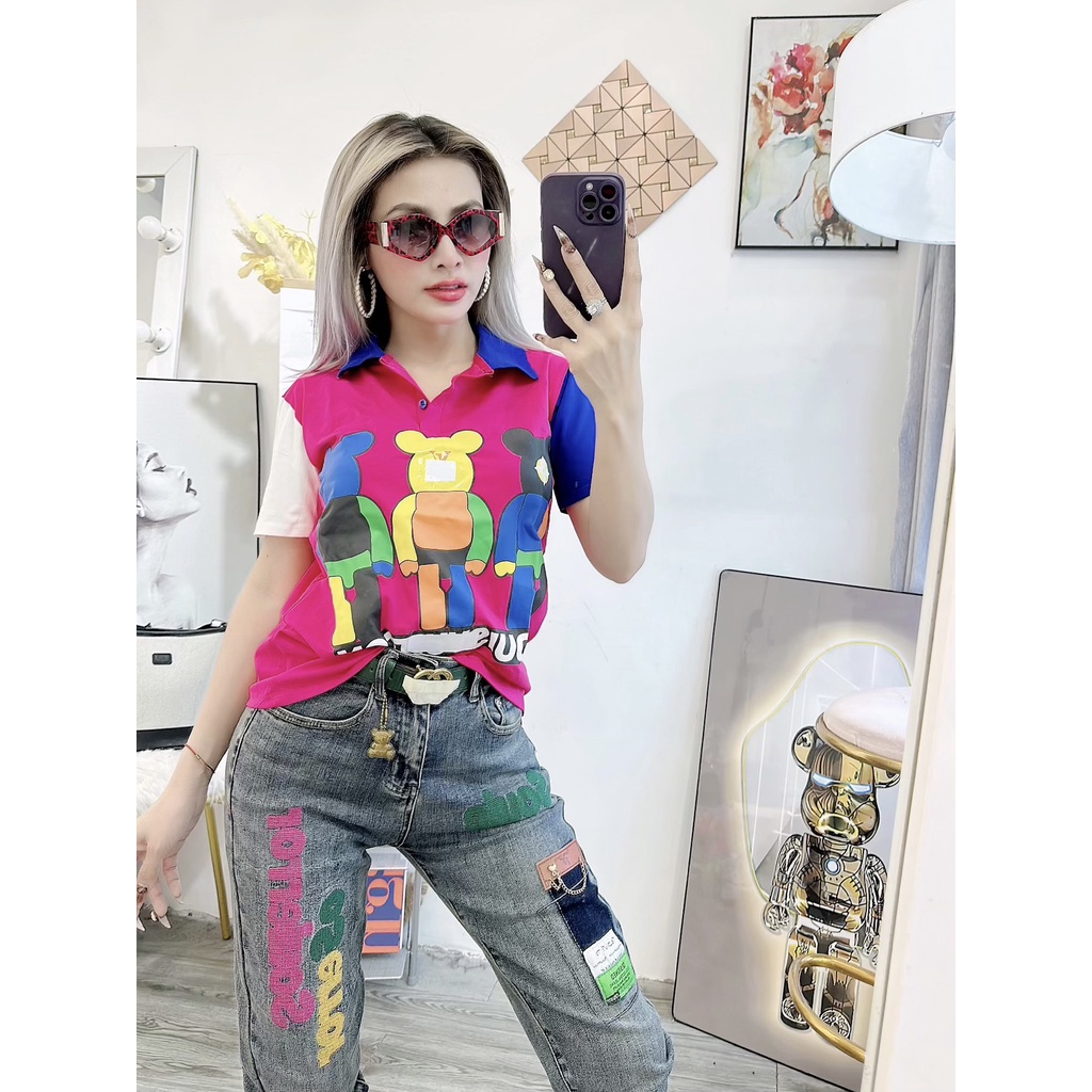 Quần baggy quảng châu chữ hồng chất jean co dãn