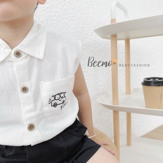 Áo sơ mi sát nách đũi hàn Beemo