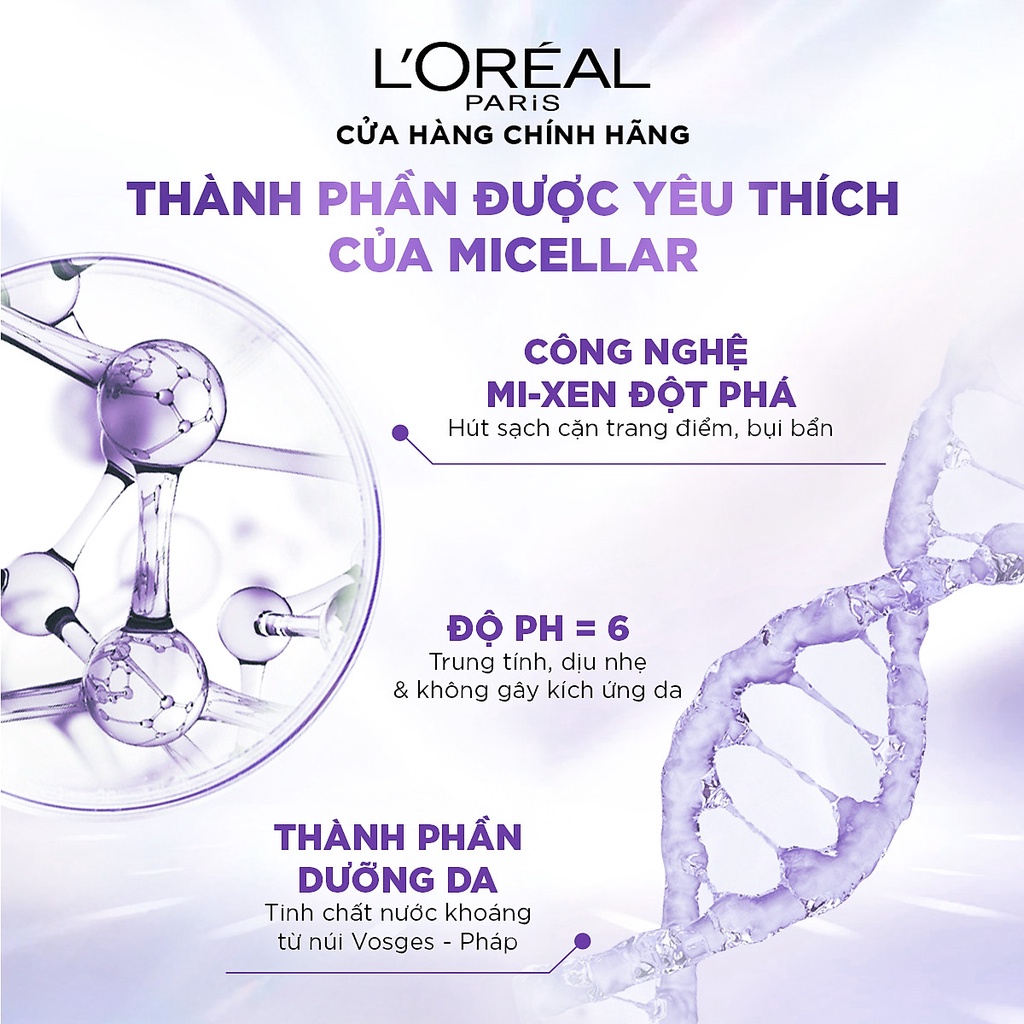 Nước Tẩy Trang L'OREAL PARIS Cấp Ẩm & Chống Lão Hoá Chuyên Sâu Revitalift Hyaluronic Acid Hydrating Micellar 95ML/400ML