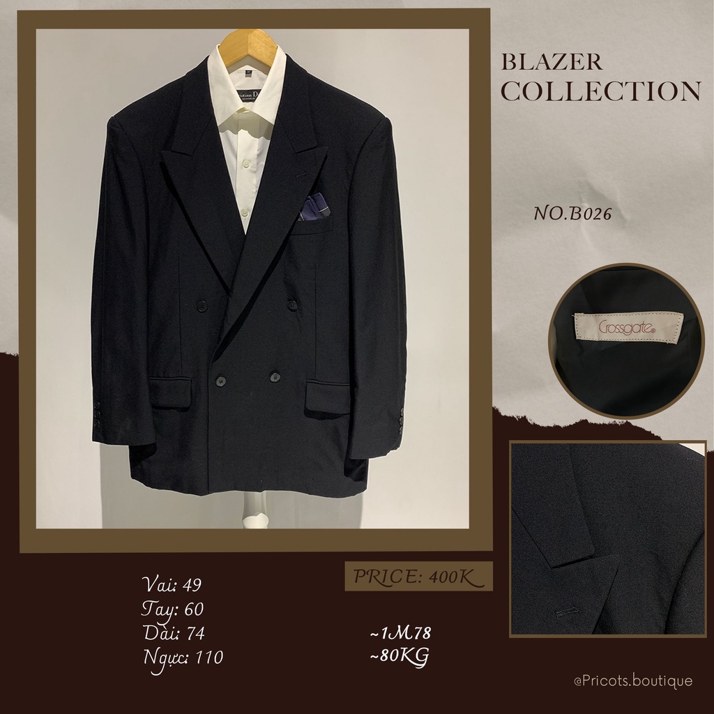 10 mẫu blazer nam đen trơn, xanh navy 1 hàng khuy / 2 hàng khuy, 2-4-6 nút