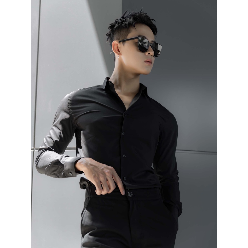 Áo Sơ Mi Nam Office Standard Black, Chất Vải Cotton Thoải Mái, SM0017, SOMEHOW