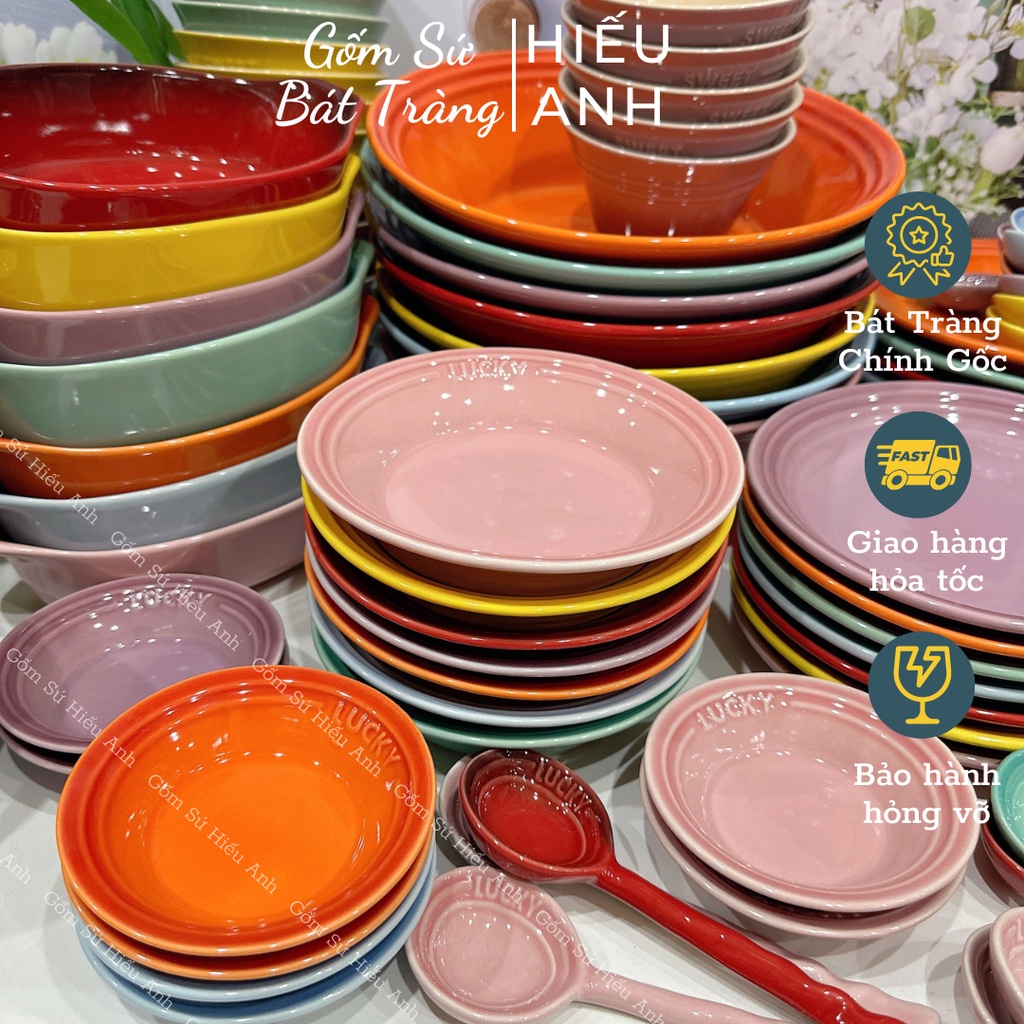 Bộ Bát Đĩa 7 Màu Sắc Phong Cách Hiện Đại, Chén Đĩa Sứ Cao Cấp Đẹp, Chất Men Mịn