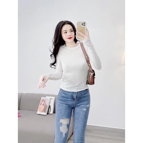 Áo nhung nhũ tay dài