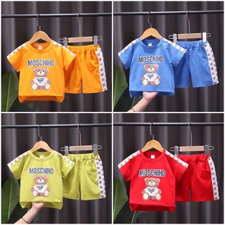 BỘ QUẦN ÁO CỘC TAY HÌNH GẤU MOS CHO BÉ TRAI BÉ GÁI CHẤT COTTON ĐẸP
