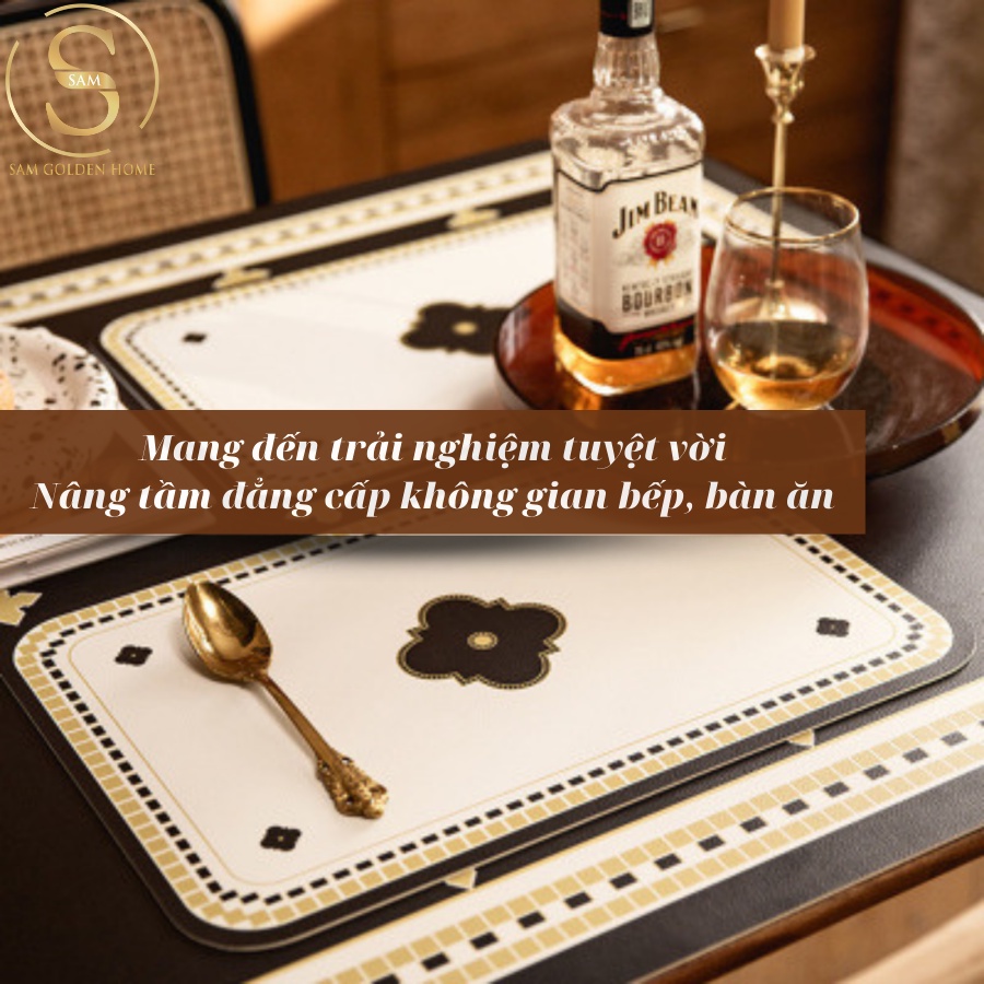 Placemat Lót Bàn Ăn Clubs Sang Trọng Cao Cấp Viền Tròn Phong Cách Phương Tây