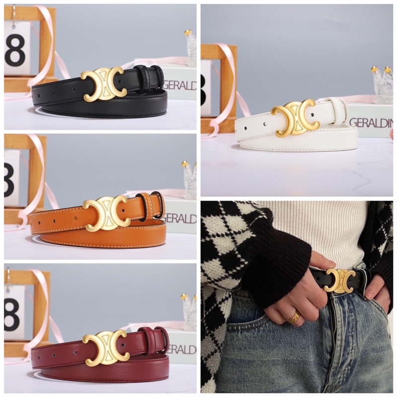 Thắt lưng da ce.line full logo (sẵn đen)