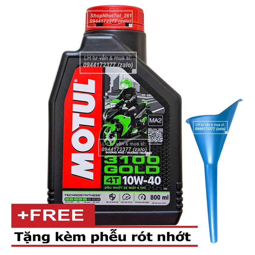 Combo bình 0.8L Dầu nhớt xe số MOTUL GOLD 3100 10W40 800ml + Phễu thay nhớt - Shopnhottot