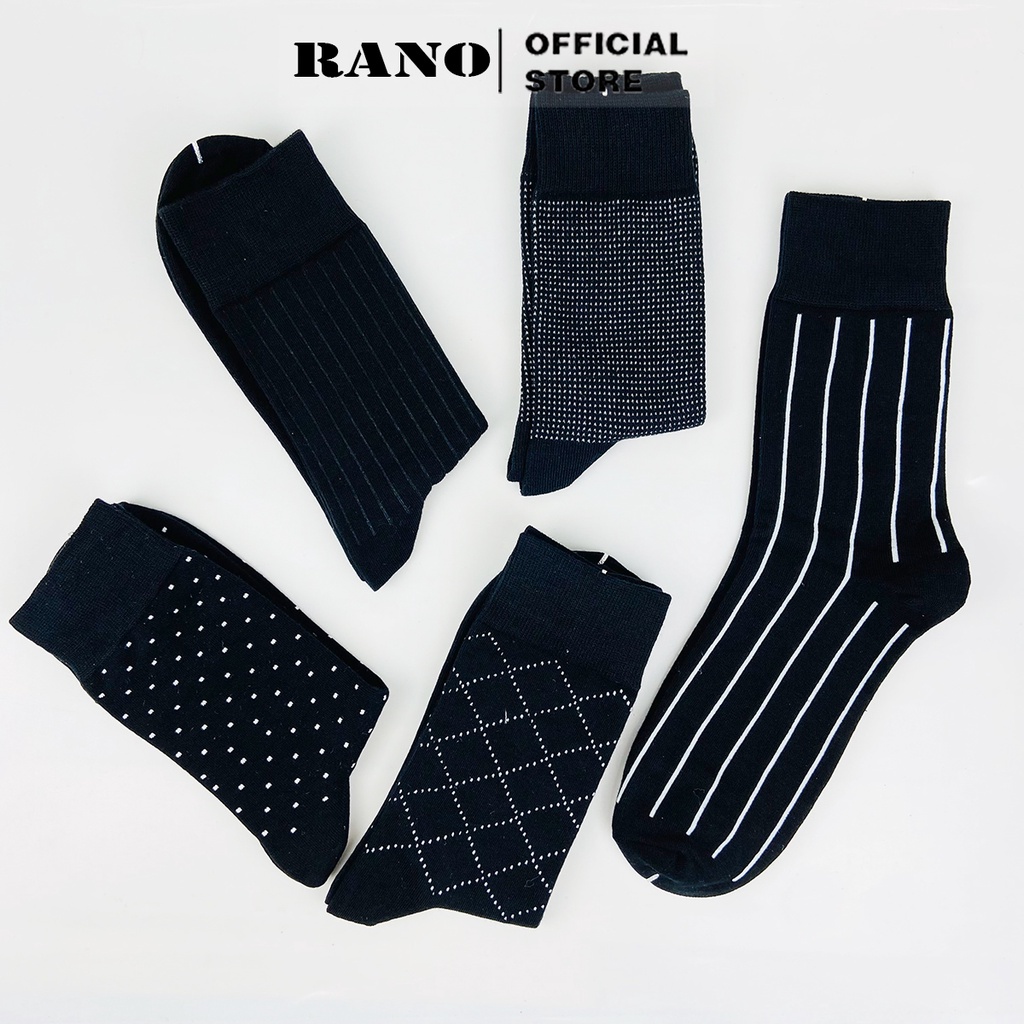 Set 5 đôi tất mang giày tây nam cổ cao RANO sợi cotton cao cấp thấm hút mồ hôi khử mùi Mix5_1