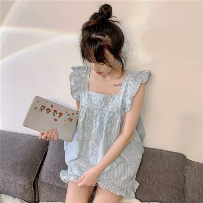 Bộ ngủ cộc tay mùa hè phong cách dễ thương, đồ ngủ pyjama siêu thoáng mát