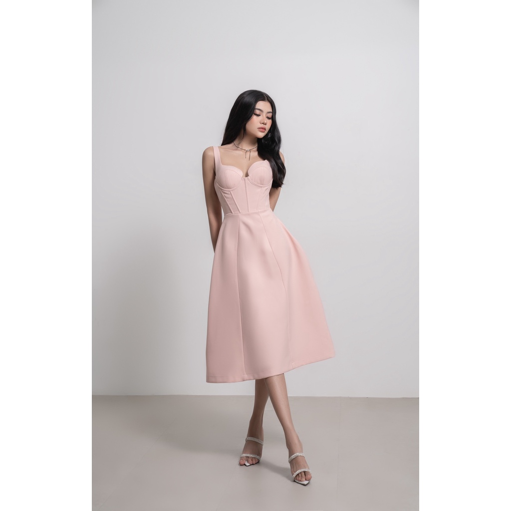 Đầm dự tiệc dáng dài CARLA corset chân phồng Rose Dress