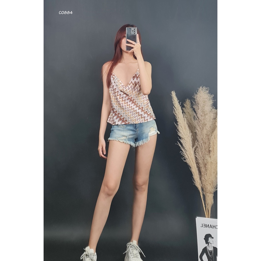 C0883  - Áo 2 dây cổ đỗ F21 trơn & họa tiết