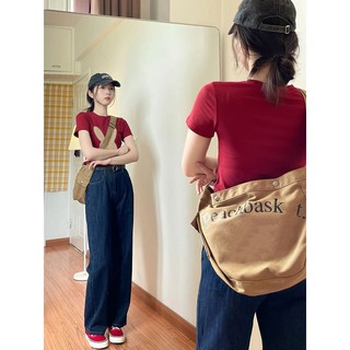Áo Baby Tee Basic màu đỏ in hình thỏ