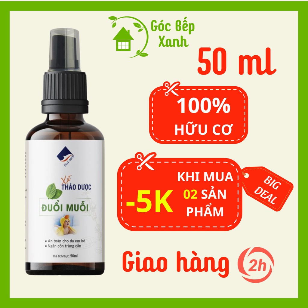 Chai xịt đuổi muỗi Ecocare thảo dược, xua đuổi muỗi và côn trùng, dung tích 50ml -100ml